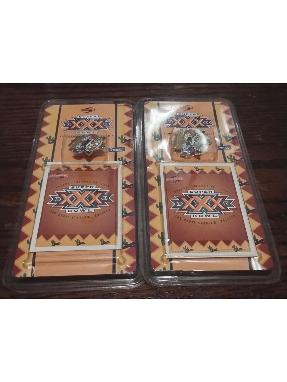 Super Bowl XXX (30) Score '96 Commemorative Pins Card‎ Cowboys VS Steelers